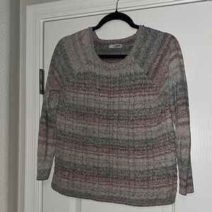 Sonoma Women's Sweater in Gray and Pink Stripes size PL